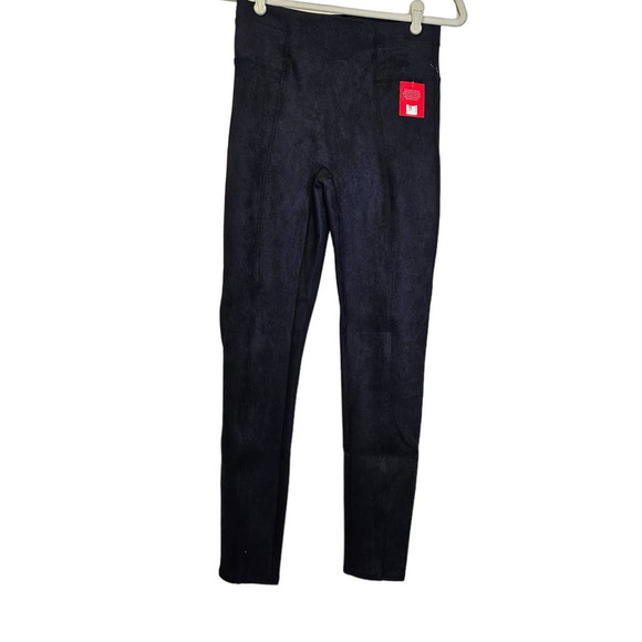 NEW Spanx S Faux Suede Legging Navy Blue Stretch Comfort Closet Staple Slimming